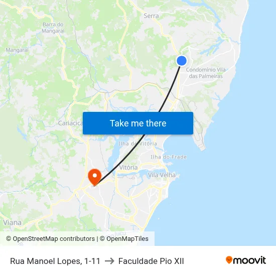Rua Manoel Lopes, 1-11 to Faculdade Pio XII map