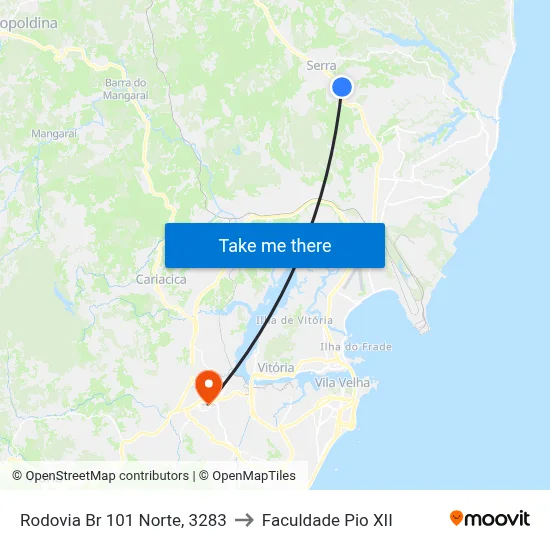 Rodovia Br 101 Norte, 3283 to Faculdade Pio XII map
