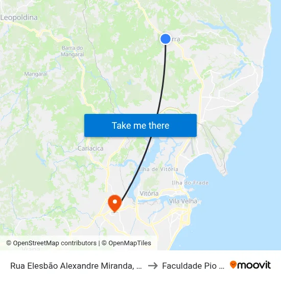 Rua Elesbão Alexandre Miranda, 543 to Faculdade Pio XII map