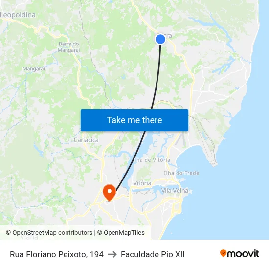 Rua Floriano Peixoto, 194 to Faculdade Pio XII map