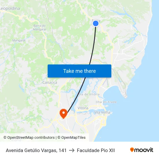 Avenida Getúlio Vargas, 141 to Faculdade Pio XII map