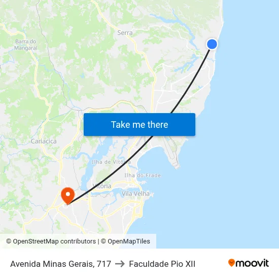 Avenida Minas Gerais, 717 to Faculdade Pio XII map