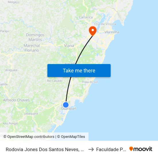 Rodovia Jones Dos Santos Neves, 4091-4183 to Faculdade Pio XII map