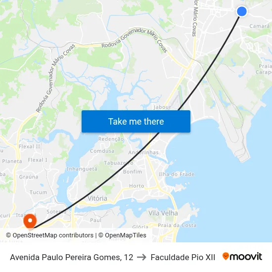 Avenida Paulo Pereira Gomes, 12 to Faculdade Pio XII map