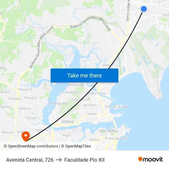 Avenida Central, 726 to Faculdade Pio XII map