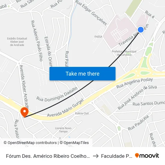 Fórum Des. Américo Ribeiro Coelho - Cariacica to Faculdade Pio XII map