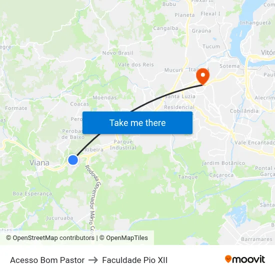 Acesso Bom Pastor to Faculdade Pio XII map