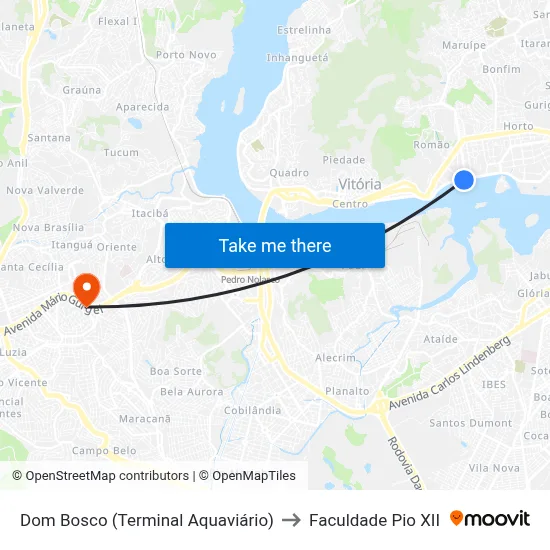 Dom Bosco (Terminal Aquaviário) to Faculdade Pio XII map