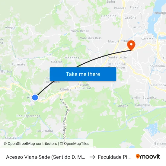 Acesso Viana-Sede (Sentido D. Martins) to Faculdade Pio XII map