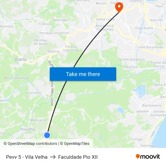 Pevv 5 - Vila Velha to Faculdade Pio XII map