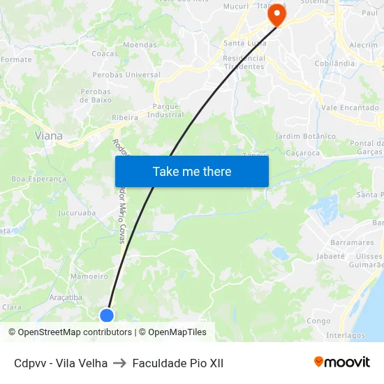 Cdpvv - Vila Velha to Faculdade Pio XII map