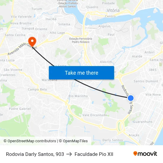 Rodovia Darly Santos, 903 to Faculdade Pio XII map