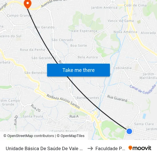 Unidade Básica De Saúde De Vale Encantado to Faculdade Pio XII map