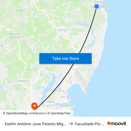 Eeefm Antônio Jose Peixoto Miguel to Faculdade Pio XII map