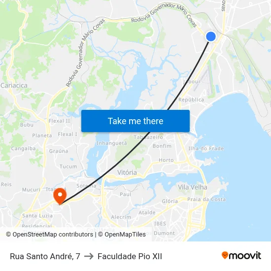 Rua Santo André, 7 to Faculdade Pio XII map