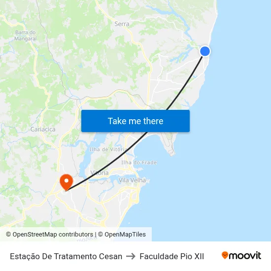 Estação De Tratamento Cesan to Faculdade Pio XII map