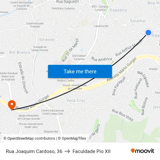 Rua Joaquim Cardoso, 36 to Faculdade Pio XII map