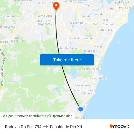 Rodovia Do Sol, 794 to Faculdade Pio XII map