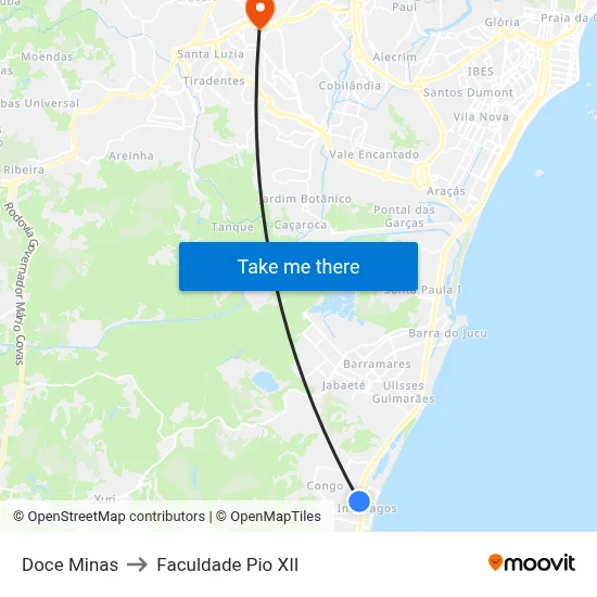 Doce Minas to Faculdade Pio XII map