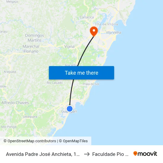 Avenida Padre José Anchieta, 198 to Faculdade Pio XII map