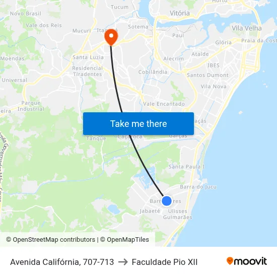 Avenida Califórnia, 707-713 to Faculdade Pio XII map