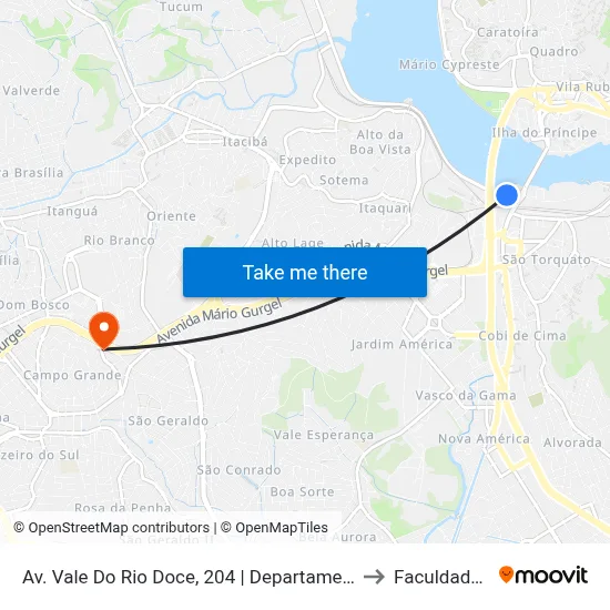 Av. Vale Do Rio Doce, 204 | Departamento Da Polícia Federal to Faculdade Pio XII map