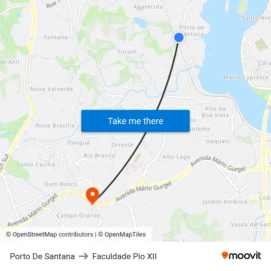 Porto De Santana to Faculdade Pio XII map