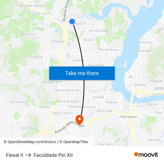 Flexal II to Faculdade Pio XII map