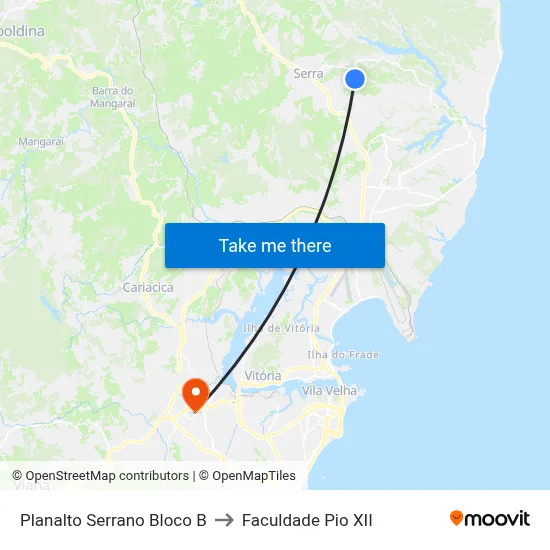 Planalto Serrano Bloco B to Faculdade Pio XII map