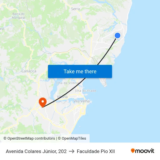 Avenida Colares Júnior, 202 to Faculdade Pio XII map