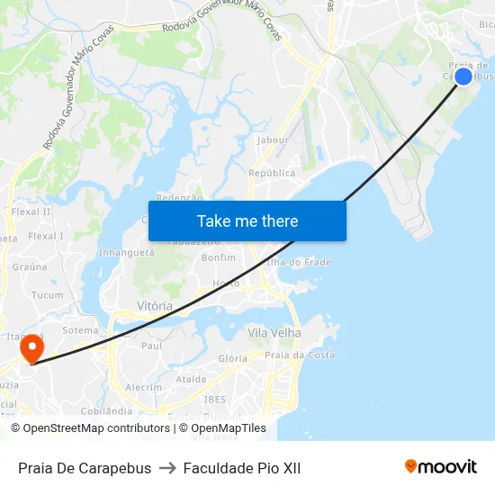 Praia De Carapebus to Faculdade Pio XII map