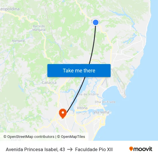 Avenida Princesa Isabel, 43 to Faculdade Pio XII map