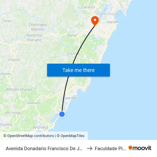Avenida Donadario Francisco De Jesus, 121 to Faculdade Pio XII map