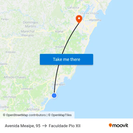 Avenida Meaípe, 95 to Faculdade Pio XII map