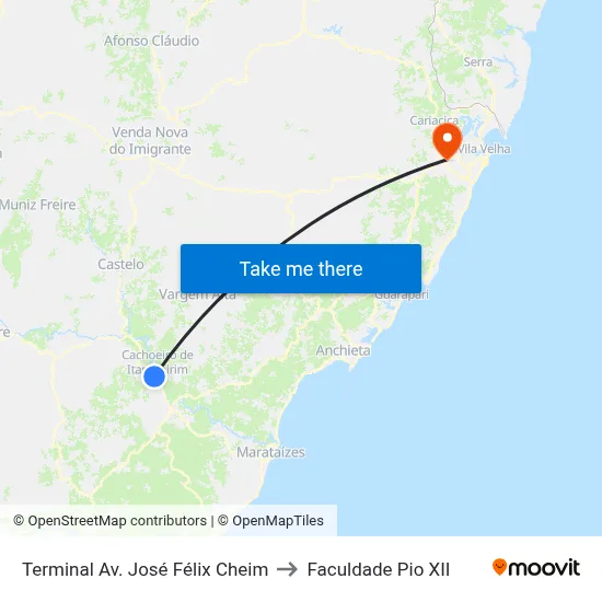 Terminal Av. José Félix Cheim to Faculdade Pio XII map