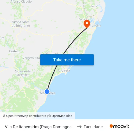 Vila De Itapemirim (Praça Domingos José Martins) to Faculdade Pio XII map