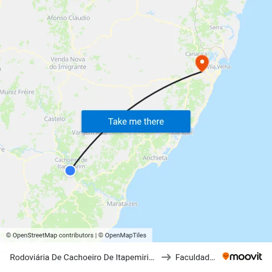 Rodoviária De Cachoeiro De Itapemirim (Linhas Municipais) to Faculdade Pio XII map