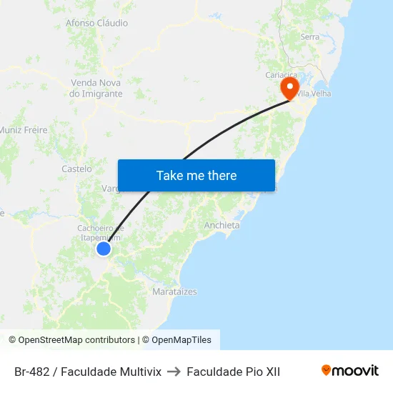 Br-482 / Faculdade Multivix to Faculdade Pio XII map