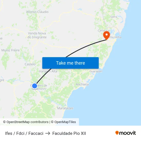 Ifes / Fdci / Faccaci to Faculdade Pio XII map