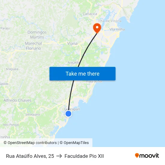 Rua Ataúlfo Alves, 25 to Faculdade Pio XII map