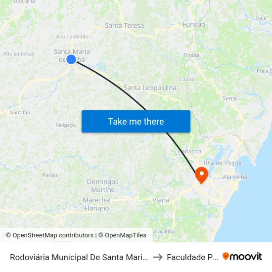 Rodoviária Municipal De Santa Maria De Jetibá to Faculdade Pio XII map