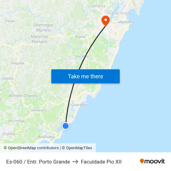 Es-060 / Entr. Porto Grande to Faculdade Pio XII map