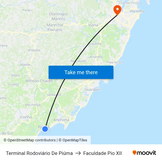 Terminal Rodoviário De Piúma to Faculdade Pio XII map