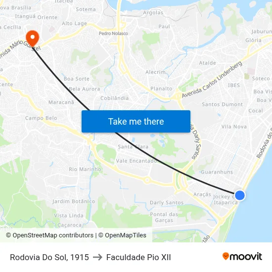 Rodovia Do Sol, 1915 to Faculdade Pio XII map
