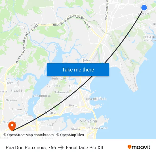 Rua Dos Rouxinóis, 766 to Faculdade Pio XII map