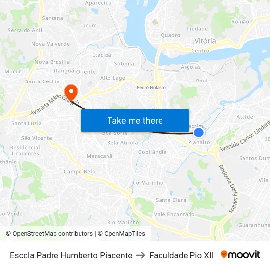 Escola Padre Humberto Piacente to Faculdade Pio XII map