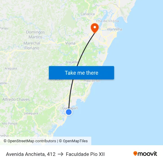 Avenida Anchieta, 412 to Faculdade Pio XII map