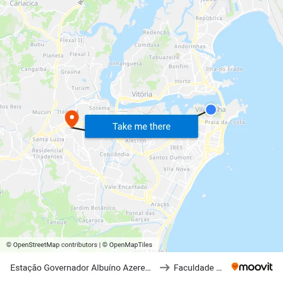 Estação Governador Albuíno Azeredo (Prainha) to Faculdade Pio XII map