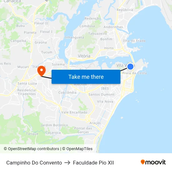 Campinho Do Convento to Faculdade Pio XII map