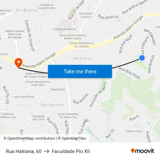 Rua Haitiana, 60 to Faculdade Pio XII map